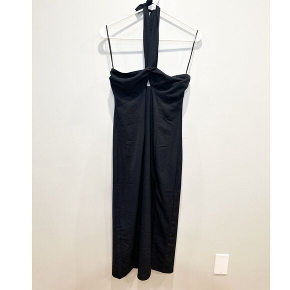 Abercrombie and fitch knot front halter midi dress black - Picture 3 of 5